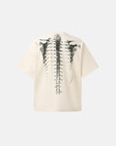 back view flat lay of black skeleton x-ray mesh t-shirt