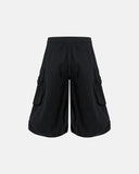black cargo shorts product back view