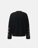 black waffle long sleeve t shirt clean back view