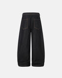Belted Contrast Stitch Barrel Jeans | Inflation Streetwear