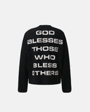 black waffle long sleeve t shirt back view