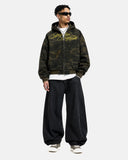Camo Script Graphic Cropped Hoodie | Inflation Streetwear