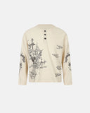 apricot waffle graphic henley long sleeve t shirt front view