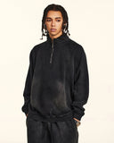 Quarter Zip Up Monkey Washed Sweatshirt | Inflation Streetwear INFLATION