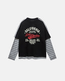 Retro Letter Print Layered Stripe T-Shirt | Inflation Streetwear INFLATION