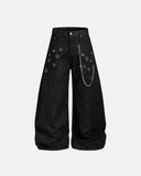metal eyelet chain barrel jeans front view