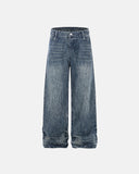 textured wash baggy jeans front view