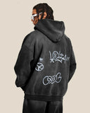 INFLATION Graffiti Washed Zip Up Hoodies INFLATION