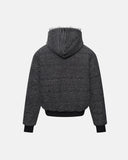 Striped Faux Fur Hooded Bomber Jacket | Inflation Streetwear