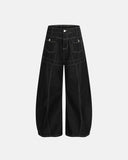 contrast stitch baggy jeans front view
