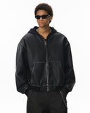 Faux Leather Hooded Bomber Jacket| Inflation Streetwear INFLATION