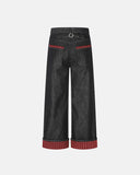 Plaid Patchwork Cinch Back Baggy Jeans | Inflation Streetwear