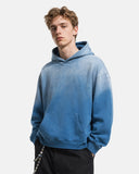 oversized blue hoodie with faded wash effect