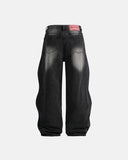 black washed baggy jeans product back view