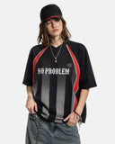 black v neck jersey tee 