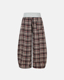 Rhinestone Script Plaid Barrel Pants | Inflation Streetwear
