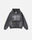 Graphic Ripped Washed Zip Up Hoodies | Inflation Streetwear INFLATION
