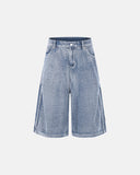 grid texture baggy jorts front view