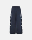 navy wide leg sweatpants back view with patch pocket