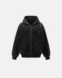 Dirty Washed Studded Boxy Zip Up Hoodie | Inflation Streetwear
