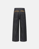 Embroidered Raw Baggy Jeans | Inflation Streetwear INFLATION