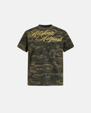 Camo script boxy T-shirt front view