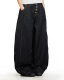 Black Buttons Up Barrel Baggy Jeans | Inflation Streetwear INFLATION