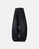 Oversized streetwear jeans with slash-cut panels