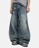 vintage washed denim jeans curved leg fit