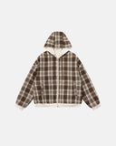 Reversible Plaid Boxy Zip Up Hoodie | Inflation Streetwear