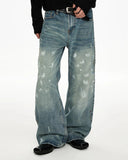 Acid Wash Beaded Studded Flared Baggy Jeans | Inflation Streetwear INFLATION