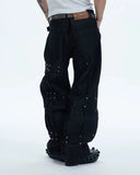 Studded Deconstructed Flared Baggy Jeans | Inflation Streetwear INFLATION