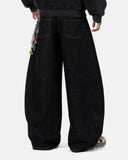 Pocket Embroidery Raw Barrel Jeans | Inflation Streetwear