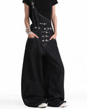 Asymmetric Buckle Denim Overalls Jeans | Inflation Streetwear INFLATION