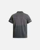 faded gray short sleeve polo shirt back view