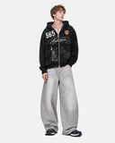Retro Graphic Boxy Zip Up Hoodie | Inflation Streetwear