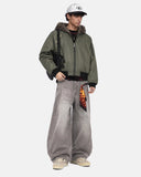 Faux Fur Grommet Hooded Bomber Jacket | Inflation Streetwear