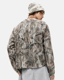 model back view in branch camo long sleeve tee