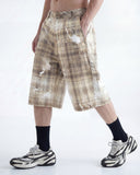 Tencel Washed Plaid Print Longline Shorts | Inflation Streetwear INFLATION