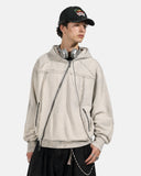 boxy zip hoodie with exposed seams