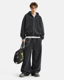 full body styling with washed black zip hoodie
