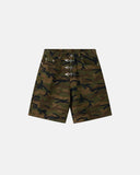 Metal clasp camo shorts front view
