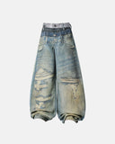 3D print multi-waist barrel jeans front view