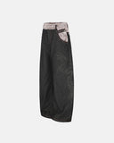 Studded Faux Fur Waistband Baggy Jeans | Inflation Streetwear