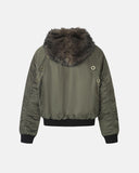 Faux Fur Grommet Hooded Bomber Jacket | Inflation Streetwear