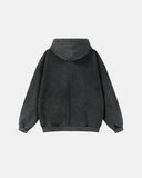 Washed Script Graphic Zip Up Hoodie | Inflation Streetwear