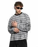 model wearing vintage striped raglan long sleeve t-shirt
