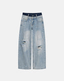 double waist distressed baggy jeans front view