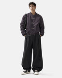 model wearing boxy washed bomber jacket full-body view
