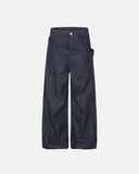asymmetric wrap waist baggy jeans front view